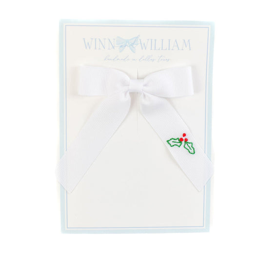 Winn and William Small White Holly Bow