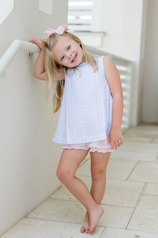 James and Lottie Blue Floral Scallop Lottie Bloomer Set 