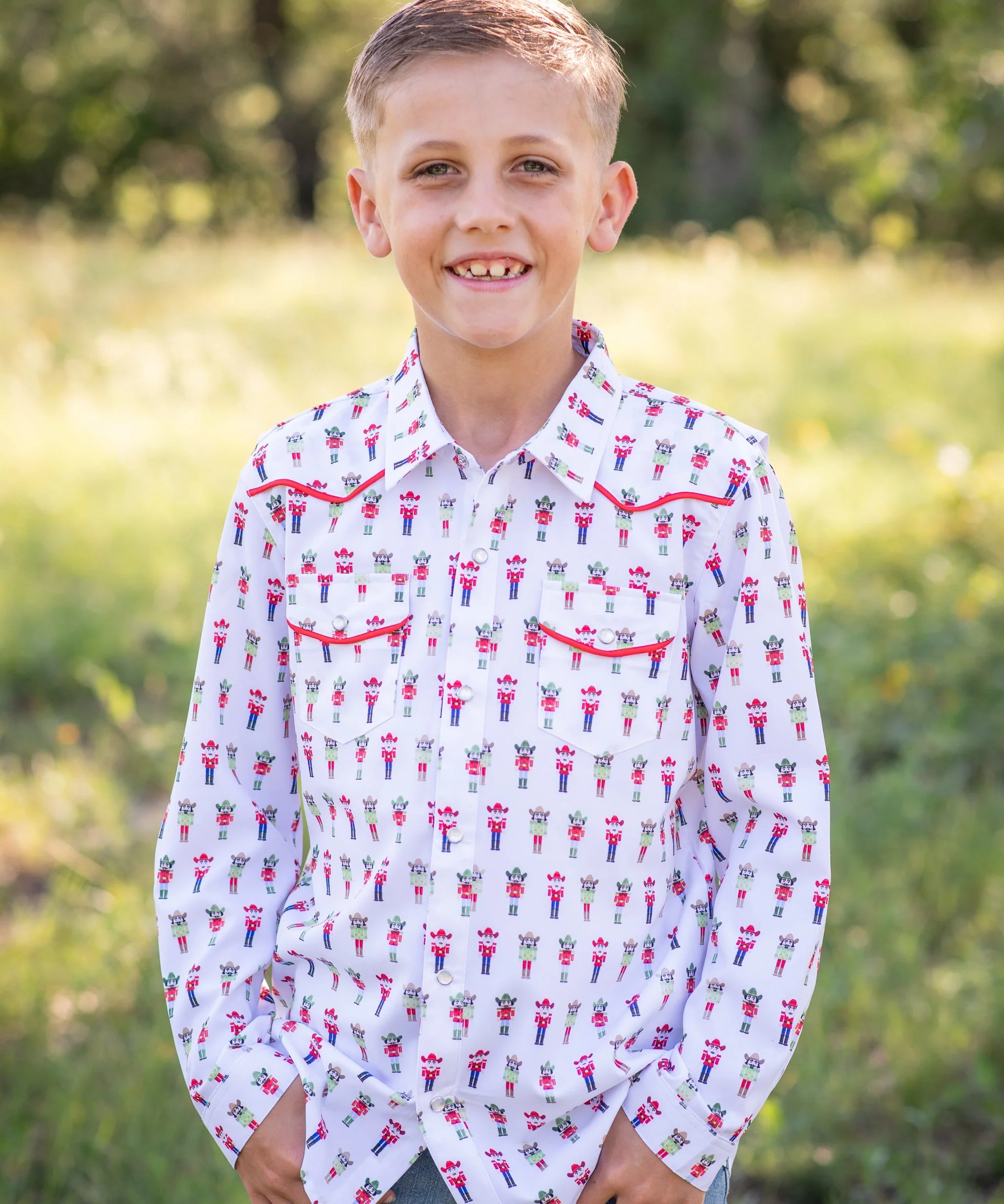 BlueQuail Nutcrackers Pearl Snap Long Sleeve Shirt