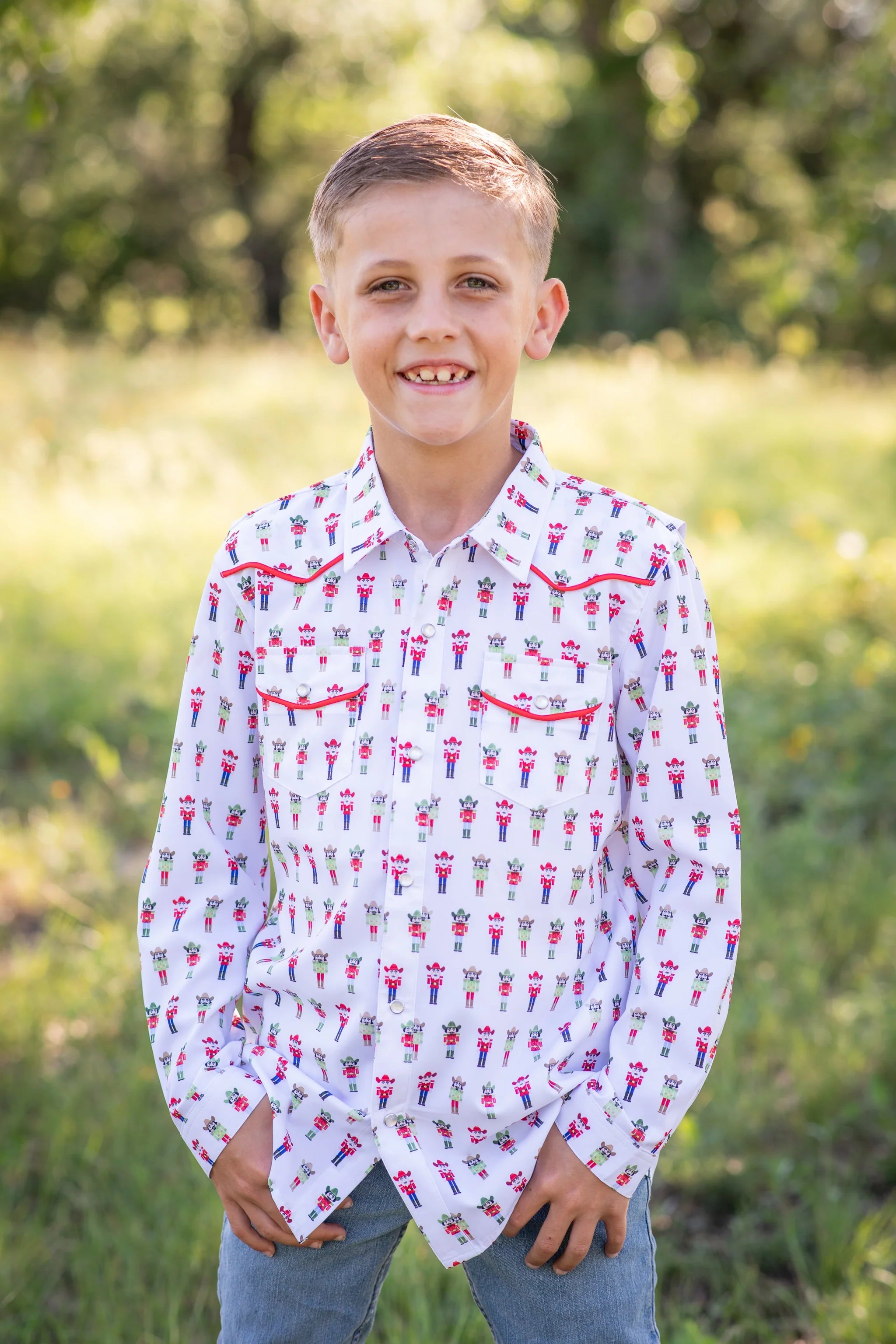 BlueQuail Nutcrackers Pearl Snap Long Sleeve Shirt