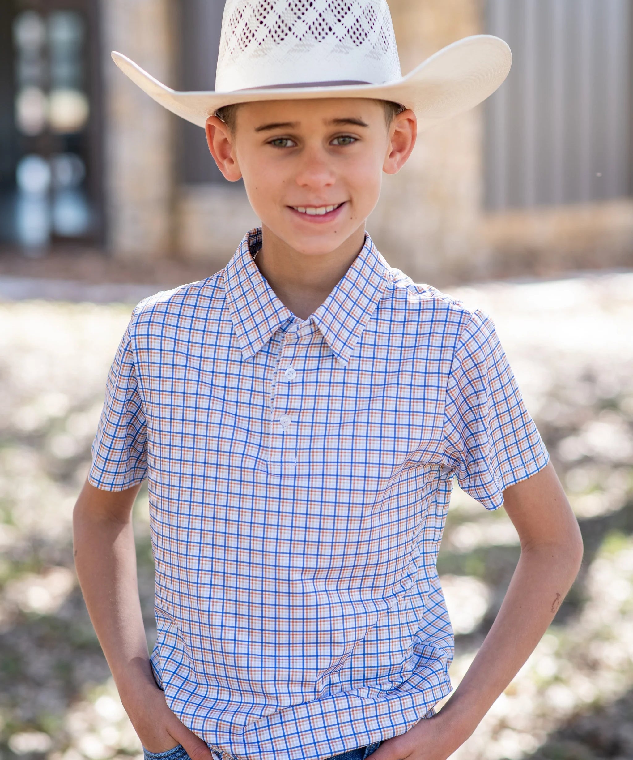 BlueQuail Brazos Plaid Polo Short Sleeve Shirt