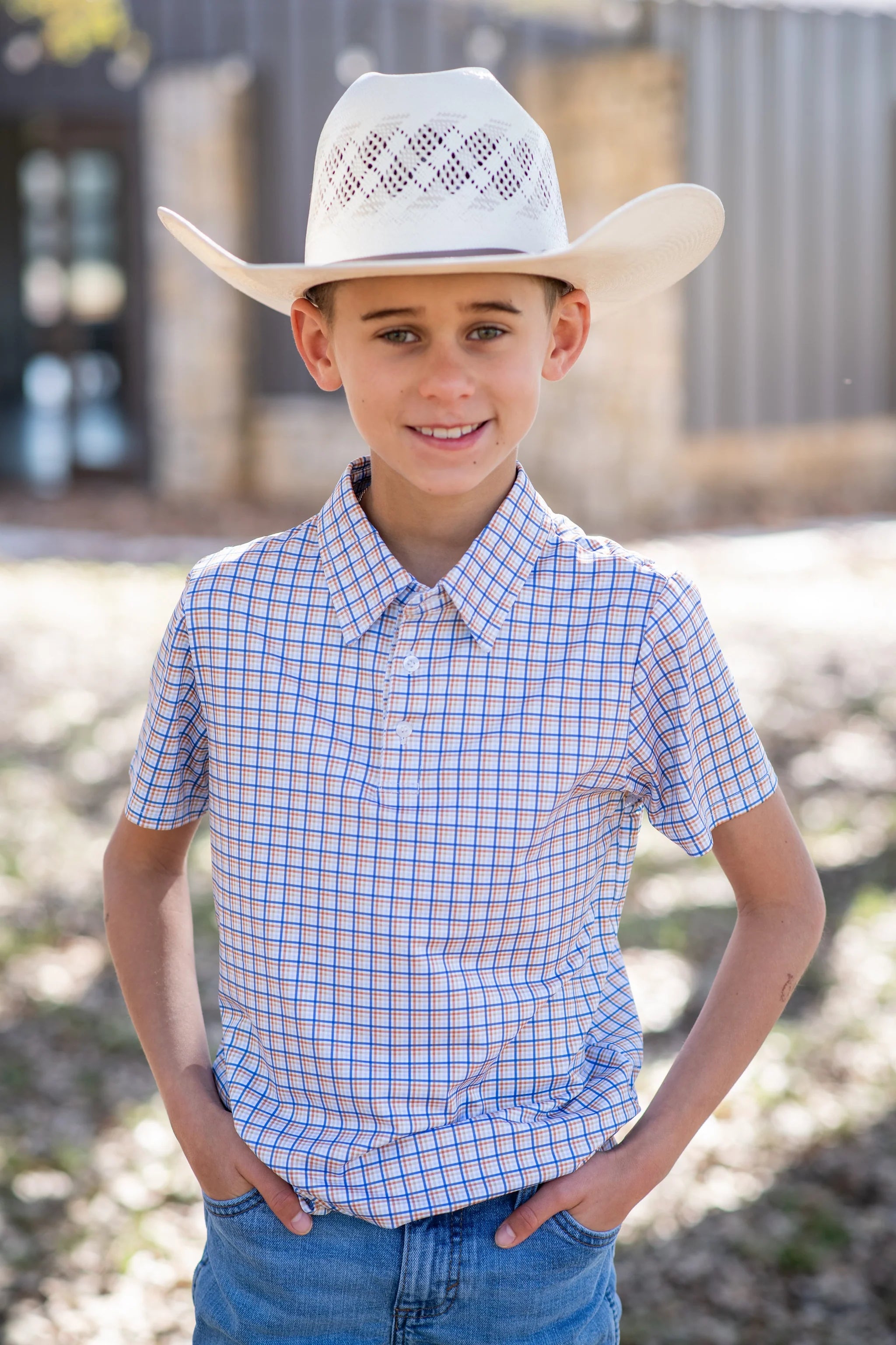 BlueQuail Brazos Plaid Polo Short Sleeve Shirt