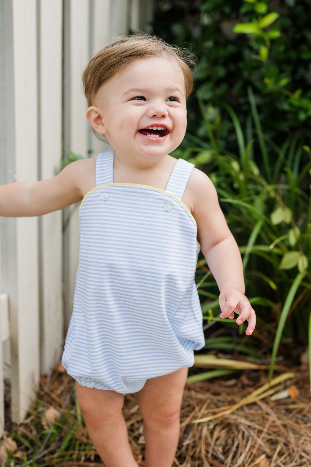 James and Lottie Blue and White Stripe Louie Bubble