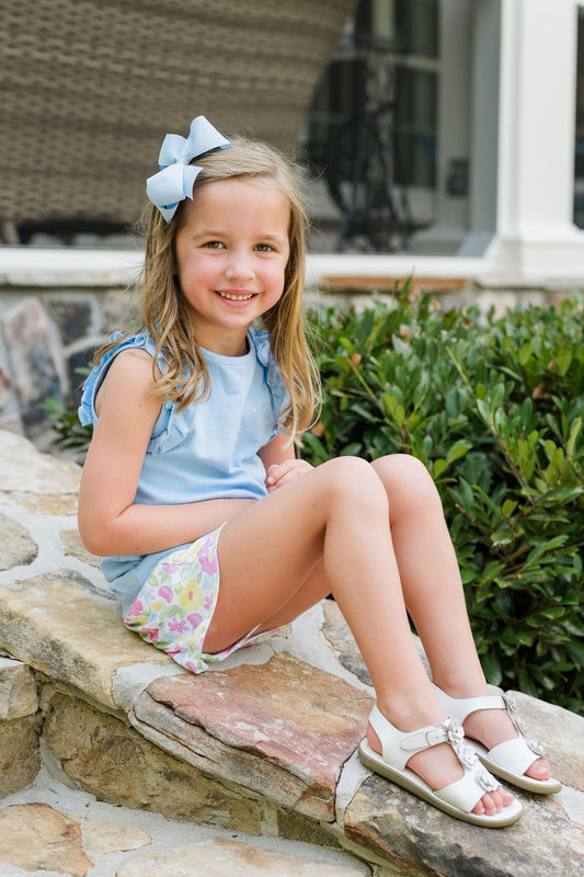 Light Blue Ruffle Sleeveless Top