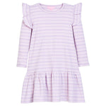 BISBY Sadie T-Shirt Dress- Lavender Sparkle Stripe