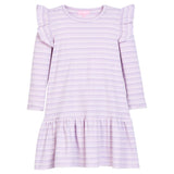 BISBY Sadie T-Shirt Dress- Lavender Sparkle Stripe