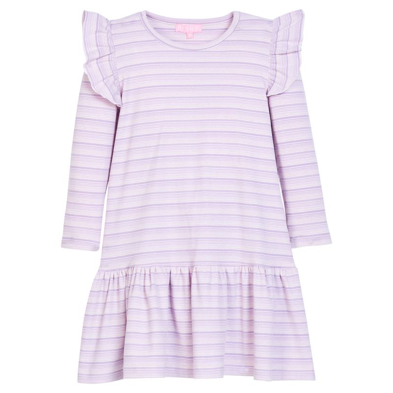 BISBY Sadie T-Shirt Dress- Lavender Sparkle Stripe