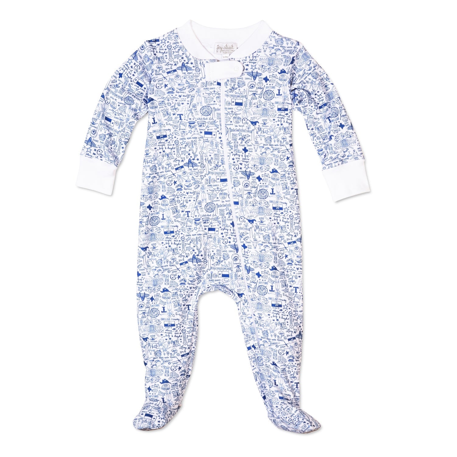 Joy Street Dallas-Fort Worth Zip Onesie - Stars at Night Blue