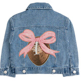 Sweet Wink Football Sequin Patch Denim Jacket