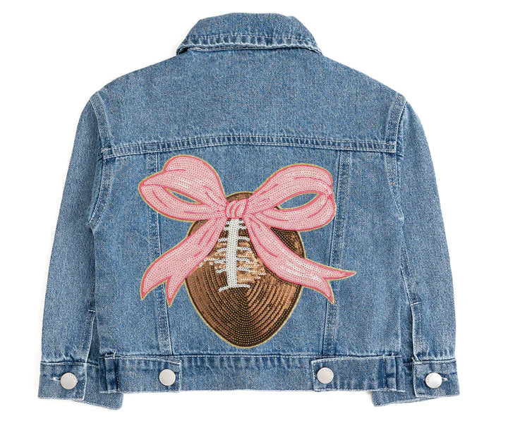 Sweet Wink Football Sequin Patch Denim Jacket