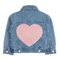 Sweet Wink Pearl Heart Patch Denim Jacket