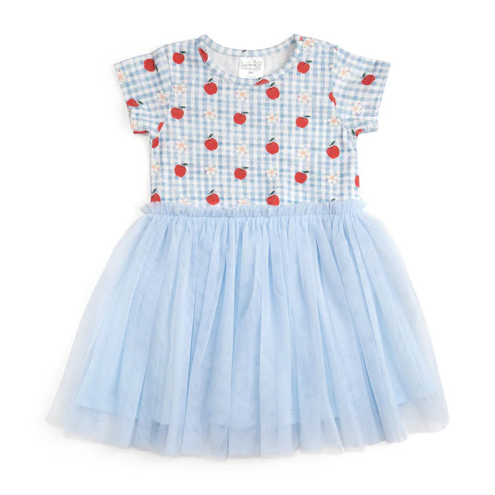 Sweet Wink Apple Gingham Short Sleeve Tutu Dress