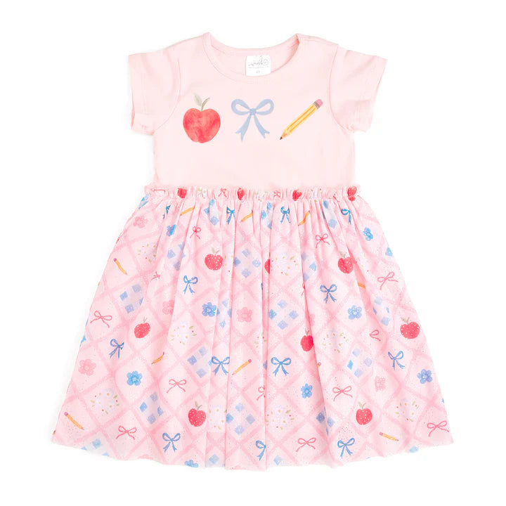 Sweet Wink Back To School Cutie Patch Short Sleeve Tutu Dress