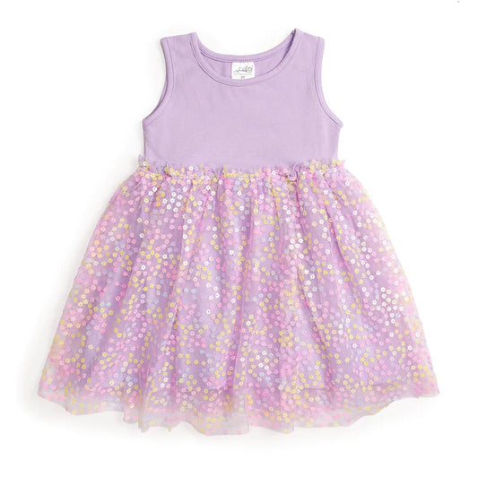 Sweet Wink Lavender Confetti Flower Tank Tutu Dress