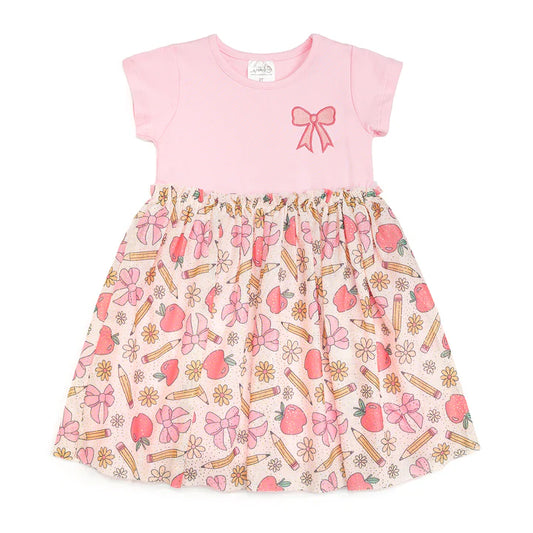 Sweet Wink Back To School Cutie Patch Short Sleeve Tutu Dress