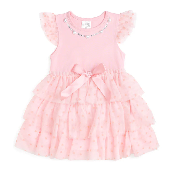 Sweet Wink Flocked Heart Valentine's Day Tiered Tutu Dress