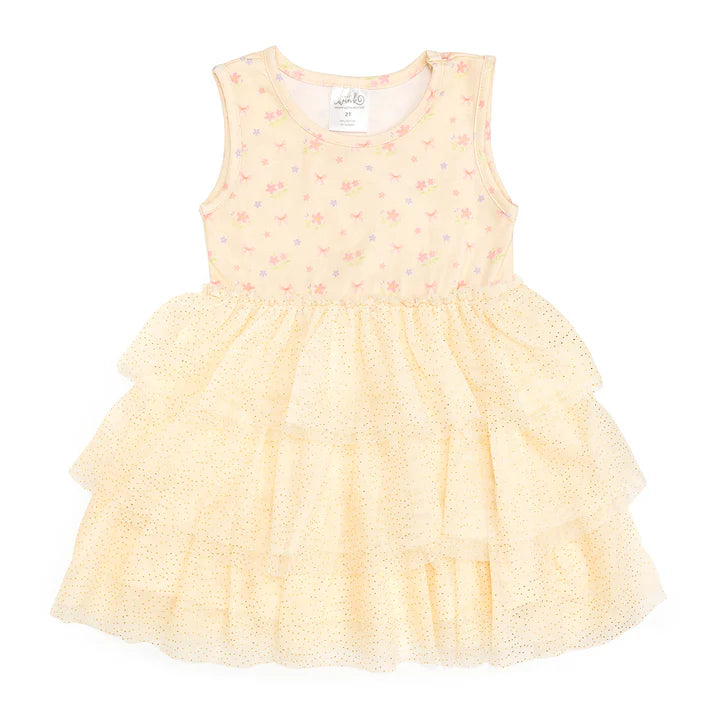 Sweet Wink Lemon Floral Tank Tutu Dress