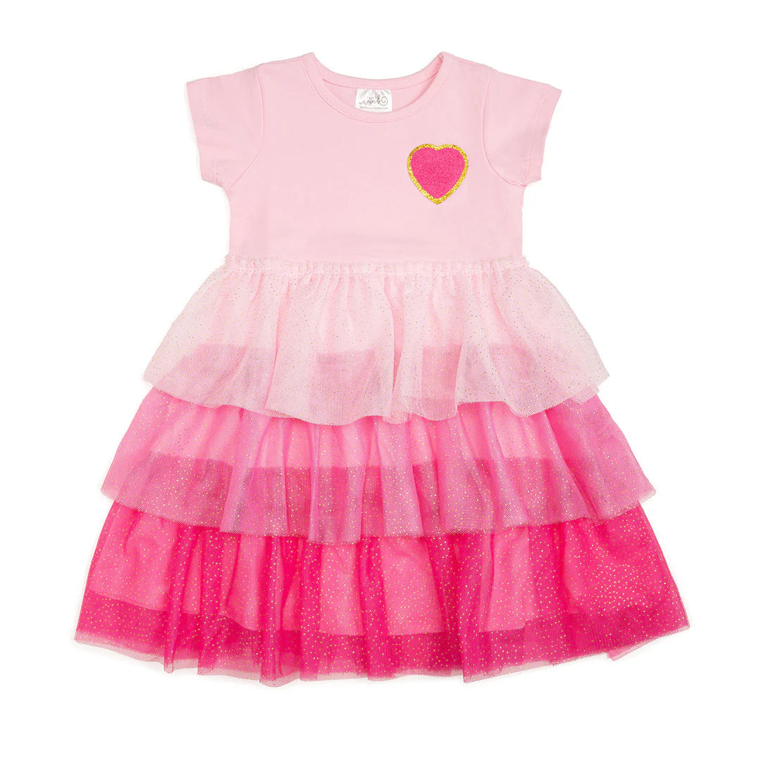 Sweet Wink Pink Petal Short Sleeve Tutu Dress