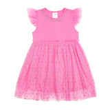 Sweet Wink Raspberry Rhinestone Short Sleeve Tutu Dress