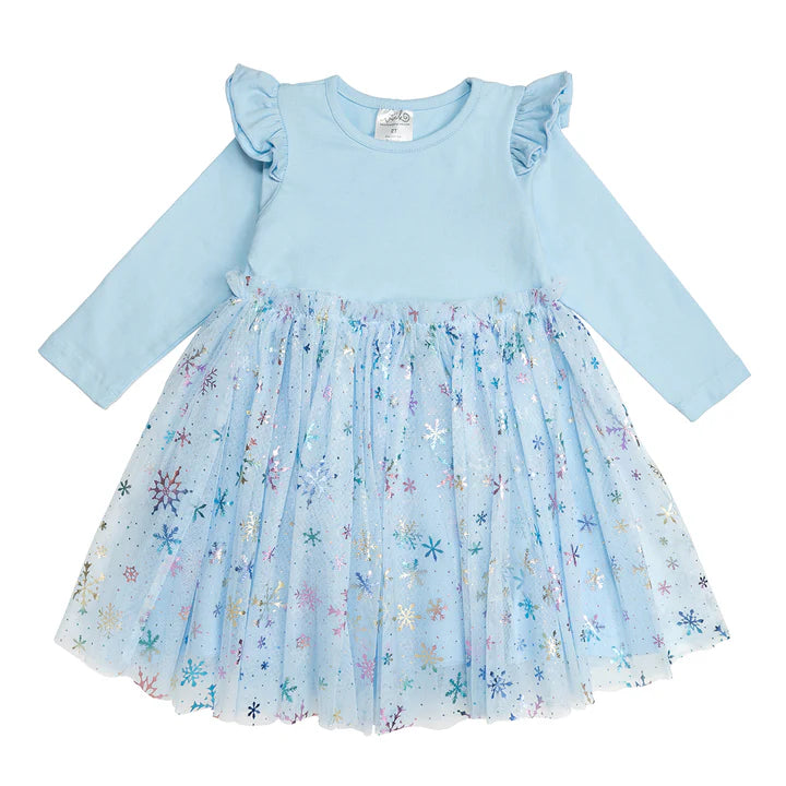 Sweet Wink Snow Princess Iridescent Long Sleeve Tutu Dress