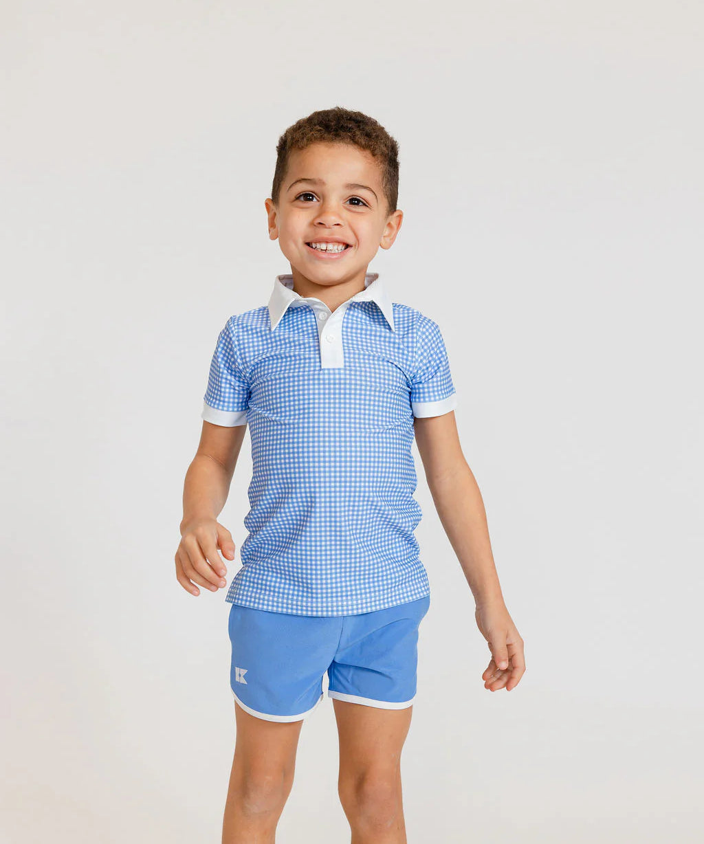 Courtside Kids Sky Blue Retro Super Short With White Piping