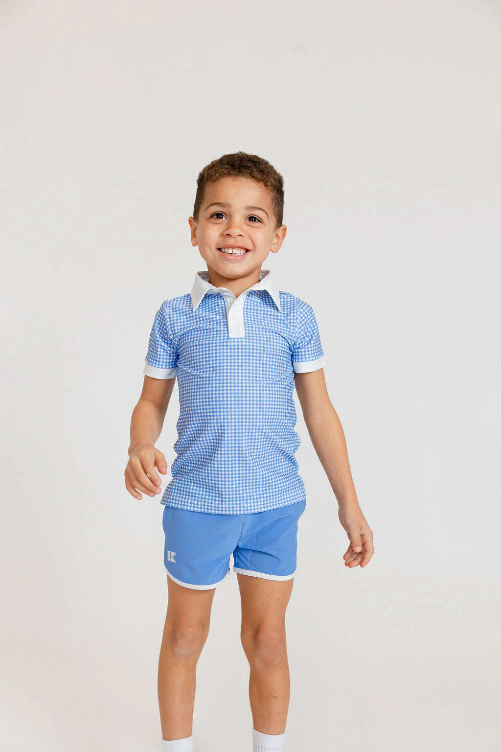 Courtside Kids Sky Blue Retro Super Short With White Piping