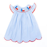 Boots and Bows Smocking Co. Texas Flag Gingham Dress 
