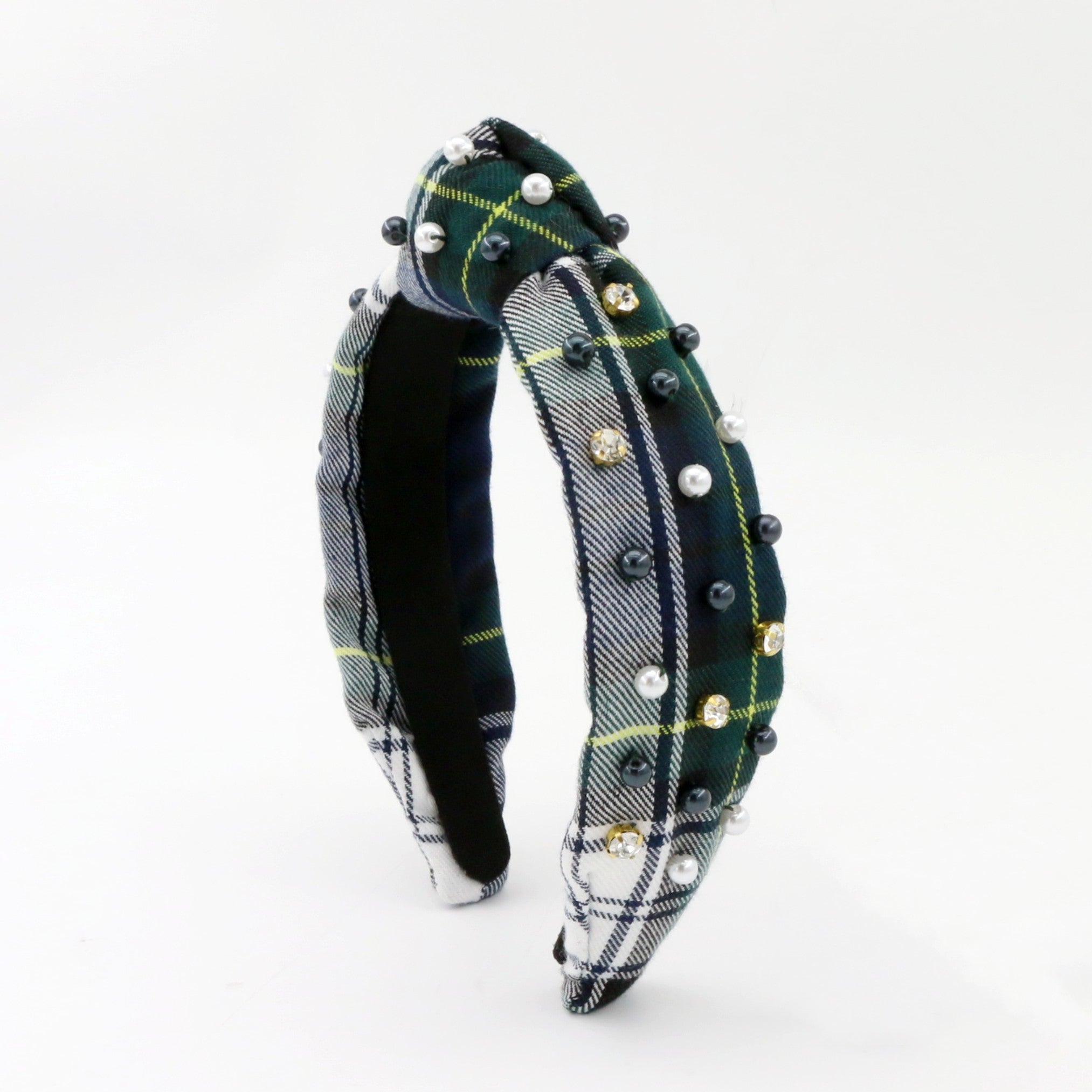 Poppyland Jojo Mommy + Poppyland Navy and Green Plaid Pearl Knot Headband