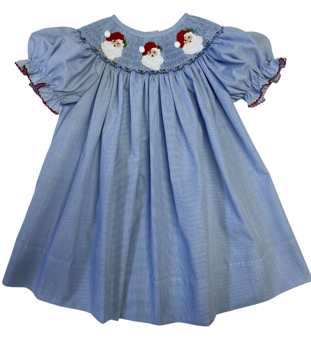 Lulu Bebe Emma Santa Claus Smocked Dress