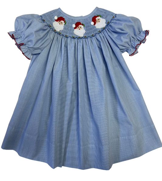 Lulu Bebe Emma Santa Claus Smocked Dress