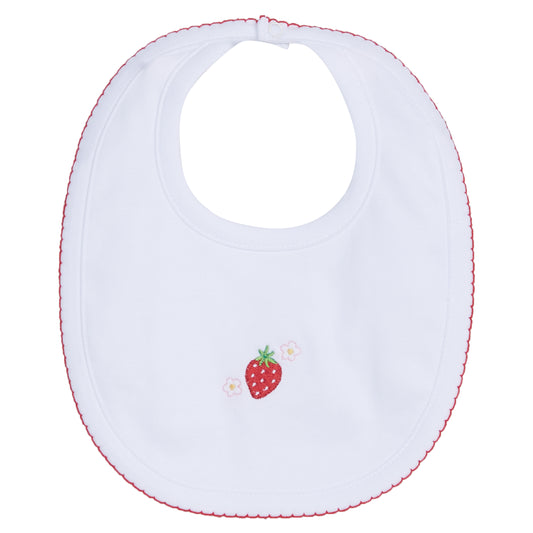 Little English Embroidered Bib - Strawberries