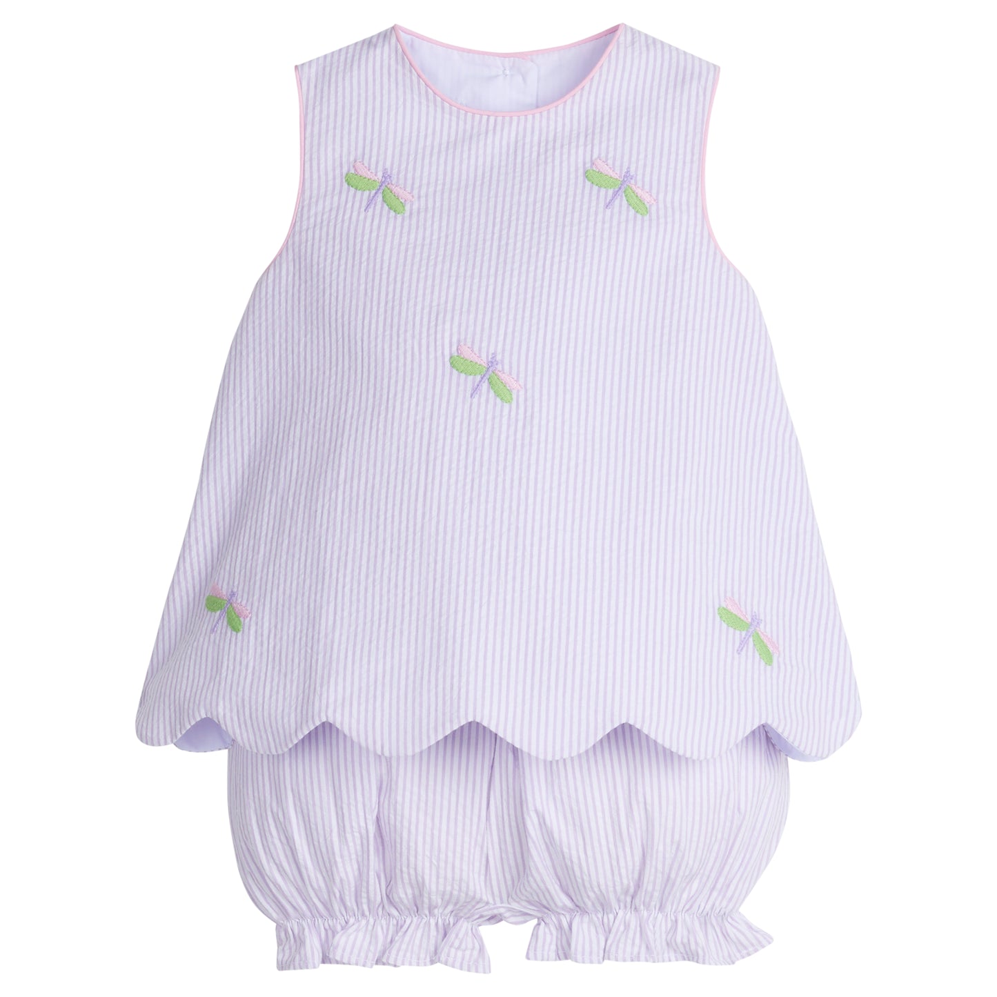 Little English Embroidered Bow Back Bloomer Set- Dragonfly