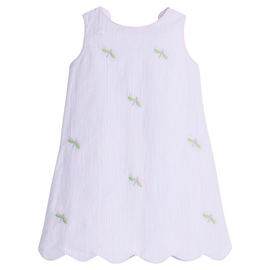 Little English Embroidered Bow Back Dress- Dragonfly