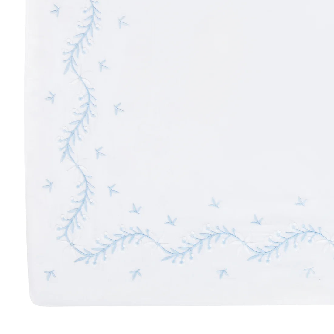 Little English Embroidered Crib Sheet- Sky