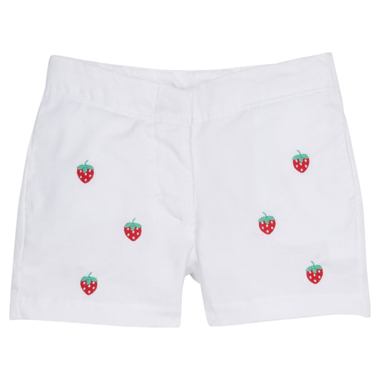 Little English Embroidered Mini Short- Strawberries