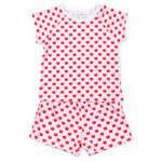 Lila and Hayes Emery Girls' Short Set - Schoolhouse Apples Pink
