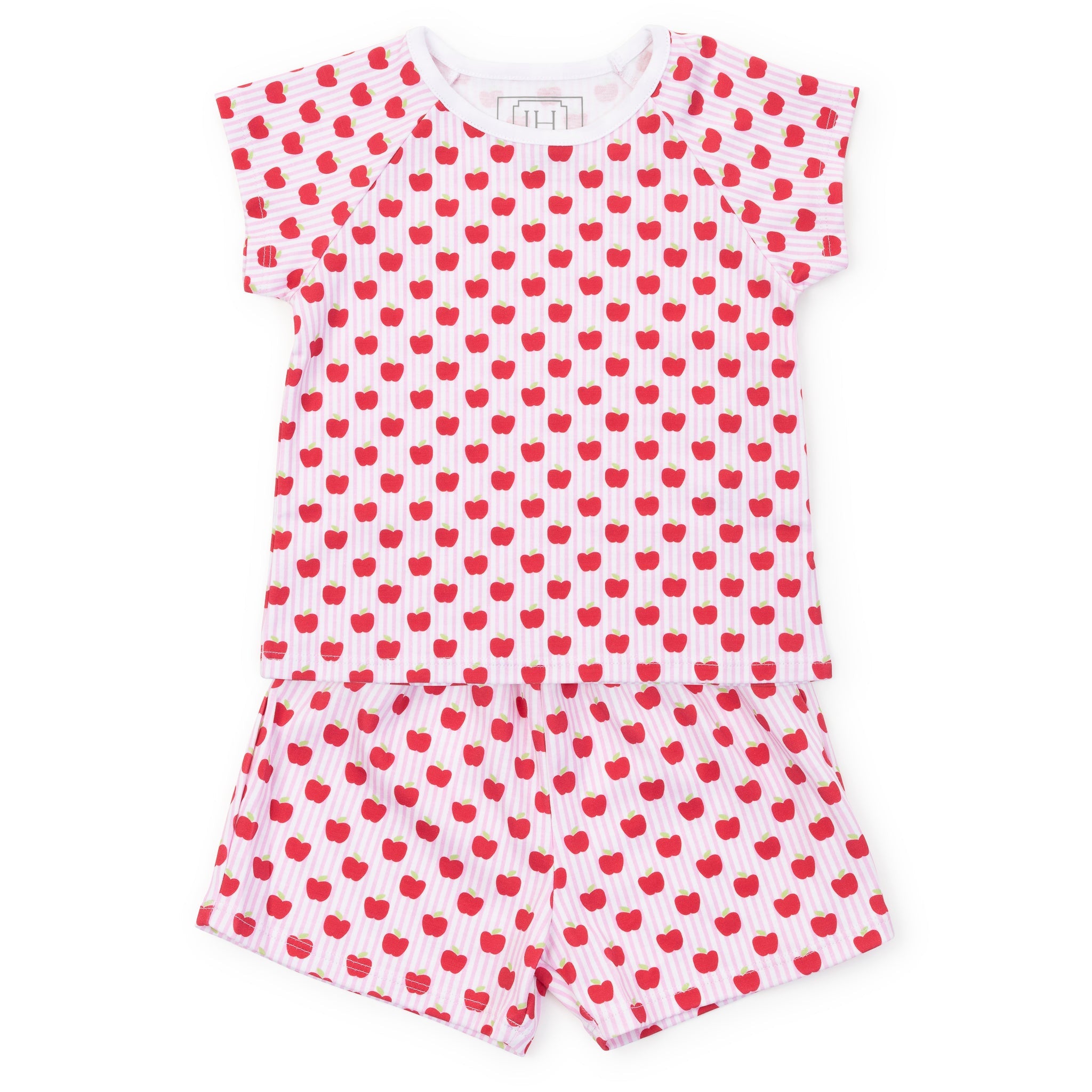 Lila and Hayes Emery Girls' Short Set - Schoolhouse Apples Pink