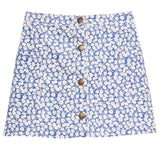 Bisby Emily Skirt- French Blue Floral Corduroy