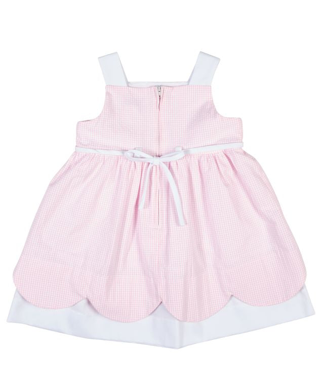 Seersucker Check Dress With Flowers and Bunny