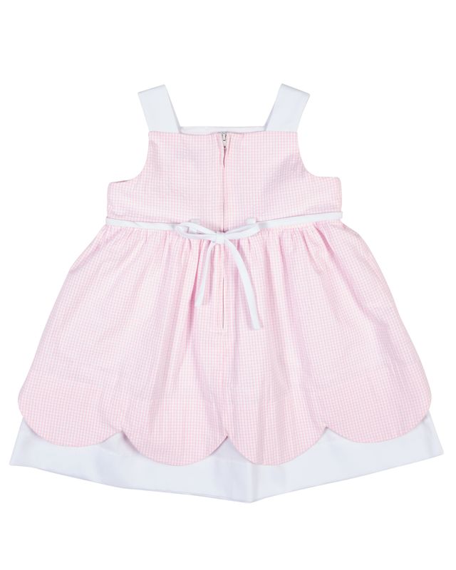 Seersucker Check Dress With Flowers and Bunny