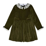La Coqueta Olive Eva Velvet Girl Dress
