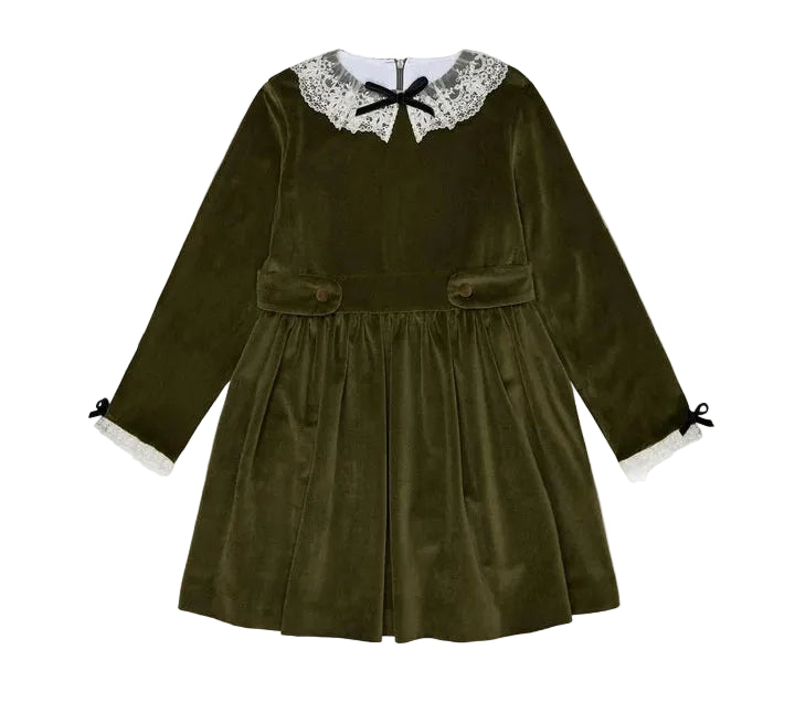 La Coqueta Olive Eva Velvet Girl Dress