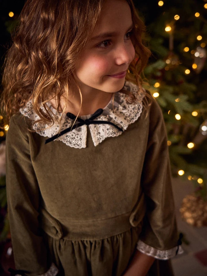 La Coqueta Olive Eva Velvet Girl Dress