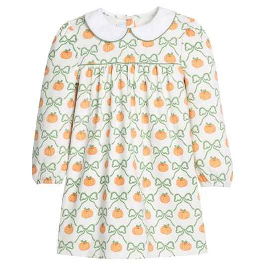 Little English Evelyn Dress - Pumpkin Trellis 