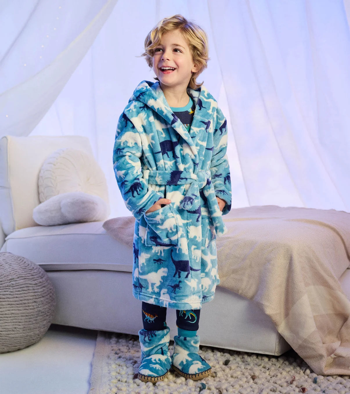 Hatley Dino Silhouette Fuzzy Fleece Robe 