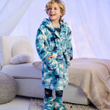 Hatley Dino Silhouette Fuzzy Fleece Robe 