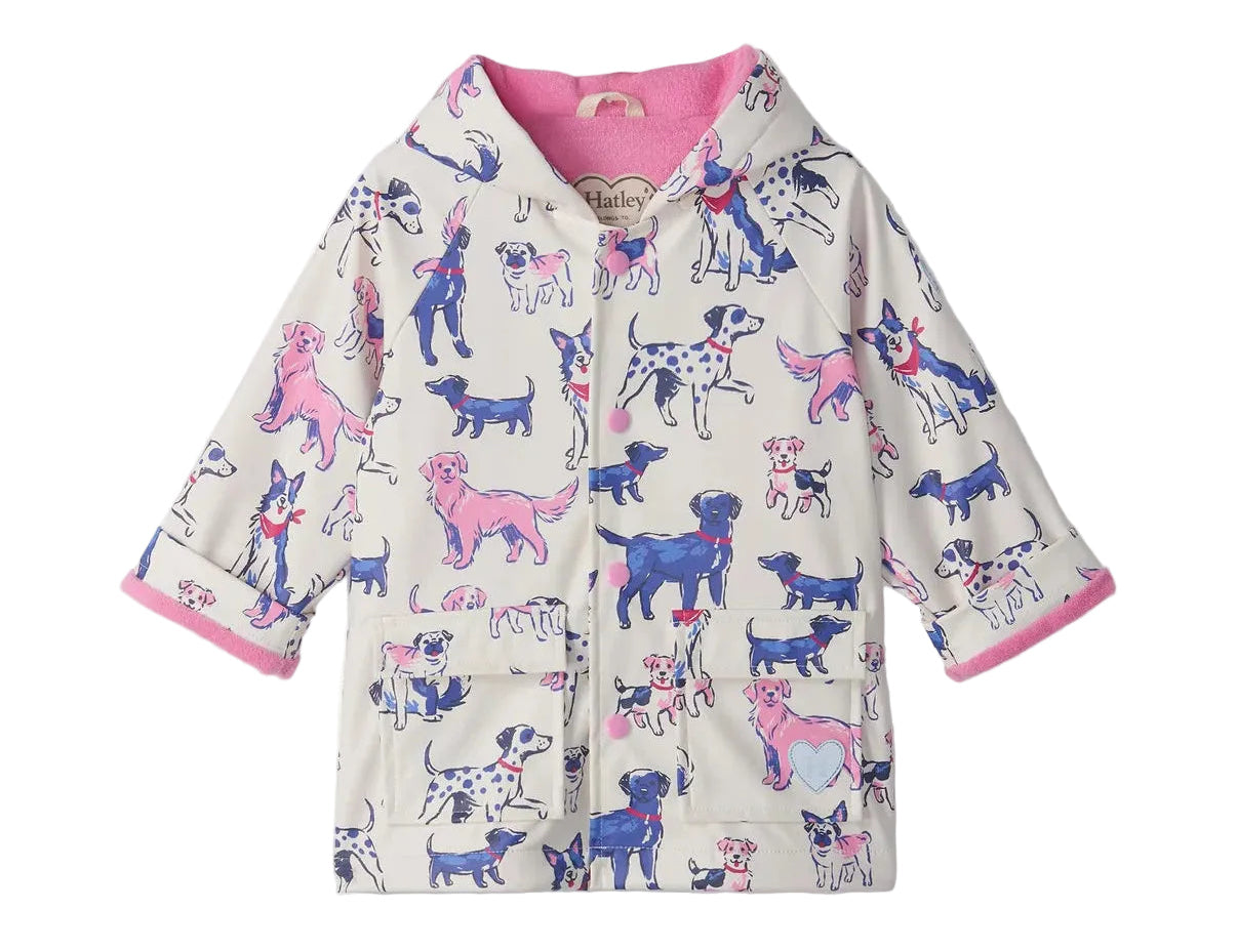 Hatley Pink Little Pups Snap Rain Coat