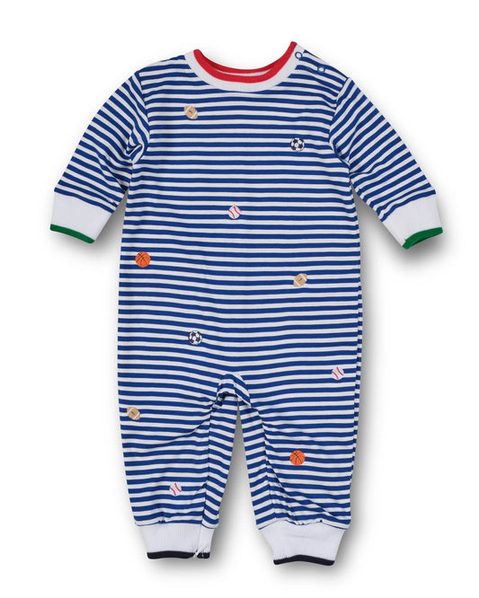 Florence Eiseman Stripe Knit Longall With Embroidered Sport Balls 