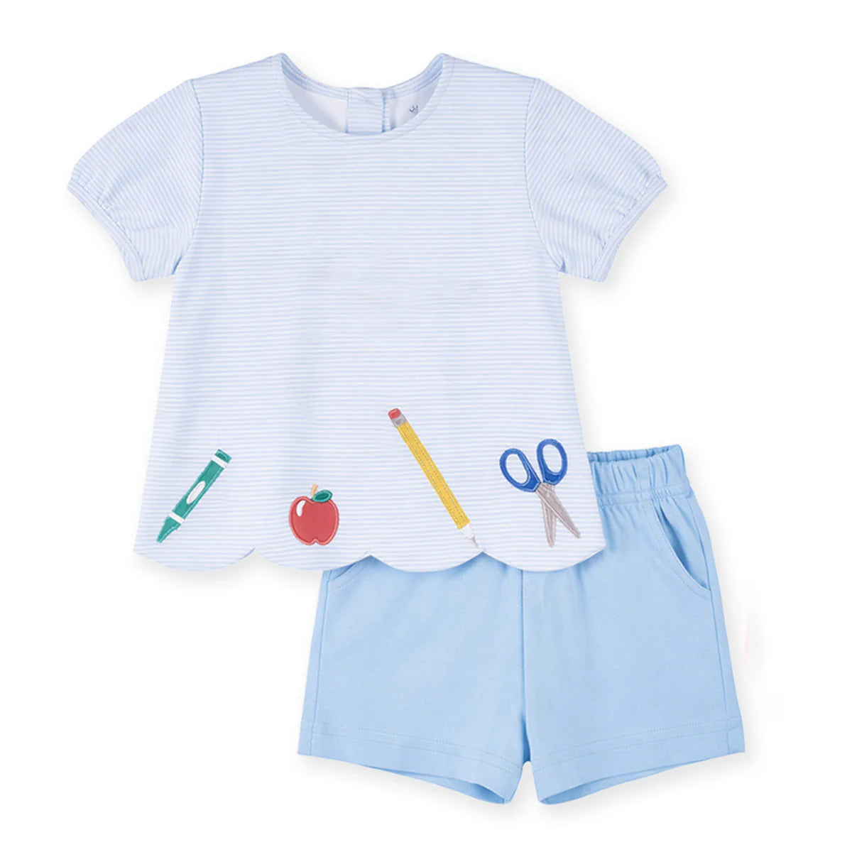 Florence Eiseman Girl's Knit Short Set with School Supplies