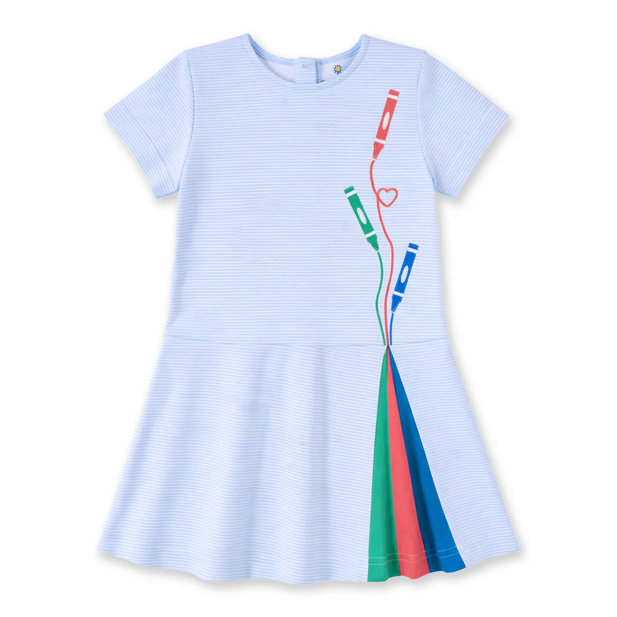 Florence Eiseman Stripe Knit Dress With Applique Crayons